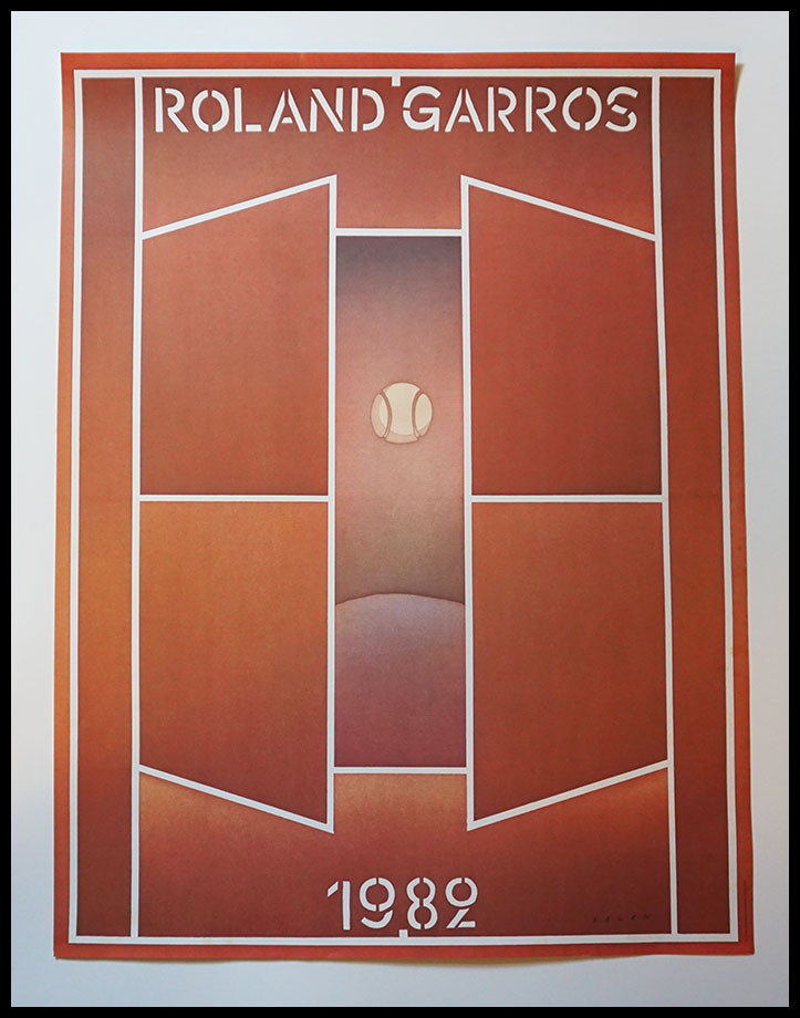 FOLON : affiche officielle Roland GARROS, affiche ancienne originale tennis signée 1982