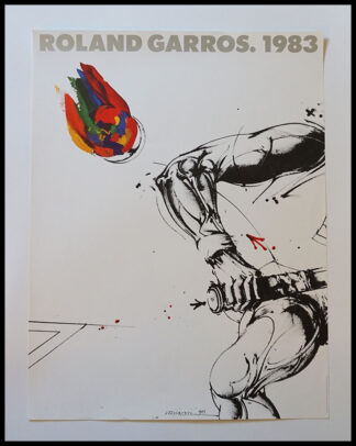 Vladimir VELICKOVIC : affiche officielle Roland GARROS, affiche ancienne originale tennis signée 1983