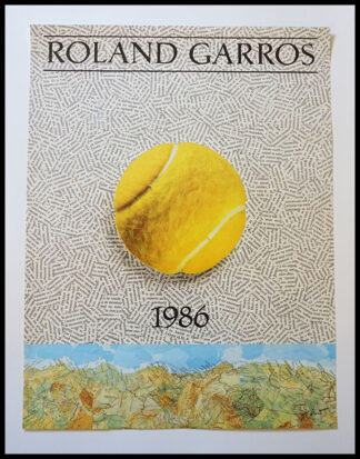 François KOLLAR : affiche officielle Roland GARROS, affiche ancienne originale tennis 1986