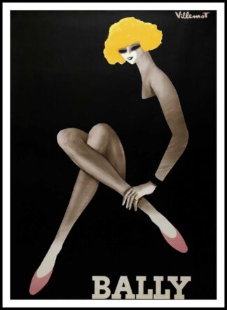 Bernard VILLEMOT : Bally Blonde, affiche ancienne originale publicitaire signée circa 1980