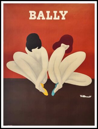 Bernard VILLEMOT : Bally, Lotus, affiche ancienne originale publicitaire signée 1973
