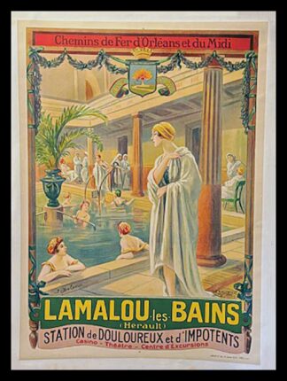 José BELON :  Lamalou-les-Bains, affiche ancienne originale de voyage, signée 1900