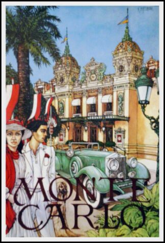Carlo K. INGERMANN : MONTE CARLO, MONACO, affiche ancienne originale de voyage circa 1970