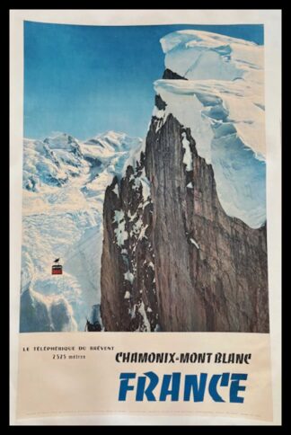 CHAMONIX MONT BLANC, Téléphérique du Brévent, d'après une photo de TAIRRAZ,affiche ancienne originale ski 1959