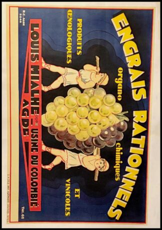 R.C. AGDE : Engrais rationnels, affiche ancienne originale publicitaire circa 1930