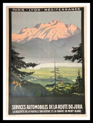Geo DORIVAL : Route du Jura, affiche ancienne originale de voyage art deco, signée 1920