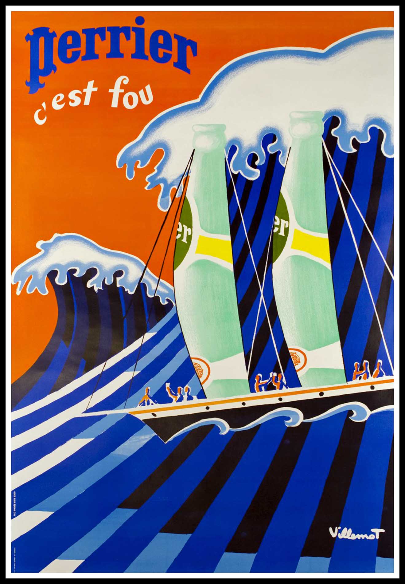 Bernard VILLEMOT : PERRIER c'est fou, affiche ancienne originale publicitaire signée 1981