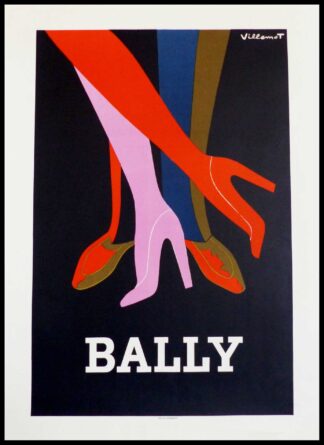 Bernard VILLEMOT : BALLY, affiche ancienne originale publicitaire signée 1978