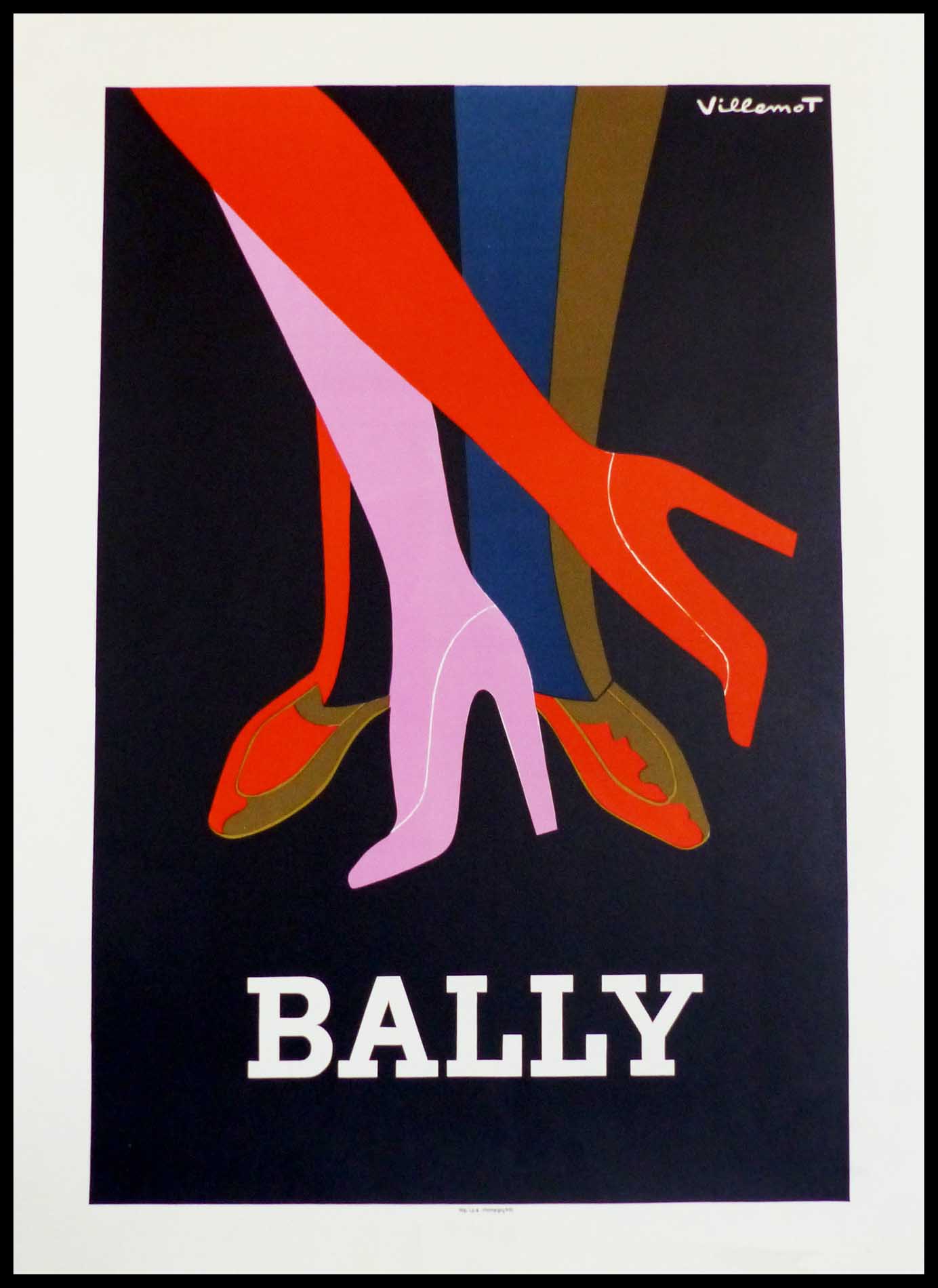 Bernard VILLEMOT : BALLY, affiche ancienne originale publicitaire signée 1978