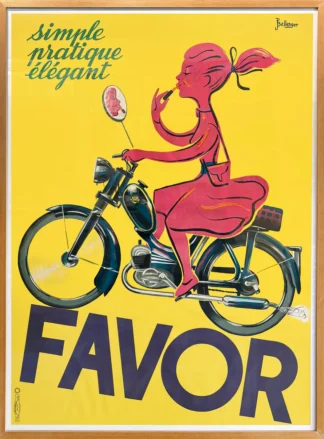 BELLENGER : FAVOR simple pratique élégant, affiche ancienne originale publicitaire 1950