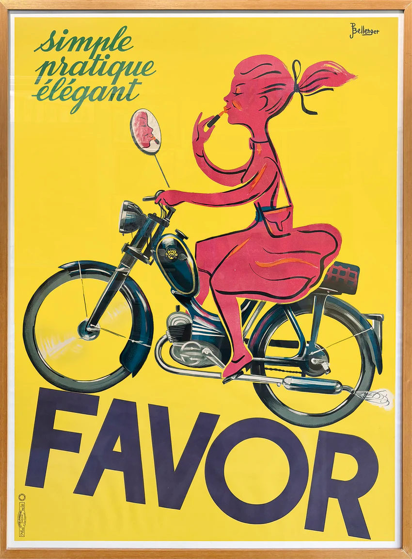 BELLENGER : FAVOR simple pratique élégant, affiche ancienne originale publicitaire 1950