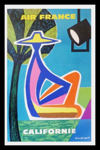 Guy GEORGET : Air France CALIFORNIE, USA, affiche ancienne originale de voyage, 1963