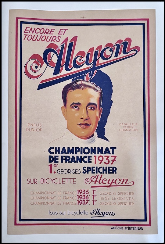 Anonyme : Encore et toujours ALCYON, affiche ancienne originale de cycles 1937