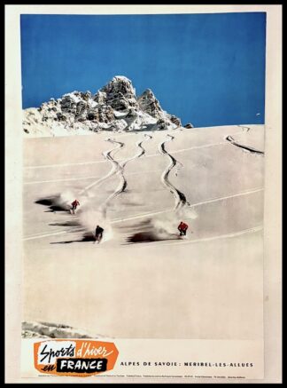 Anonyme : Sports d'Hiver en France, Alpes de savoie, affiche ancienne originale de ski 1959