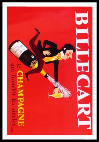 Hervé MORVAN : Champagne BILLECART, affiche ancienne originale publicitaire circa 1960