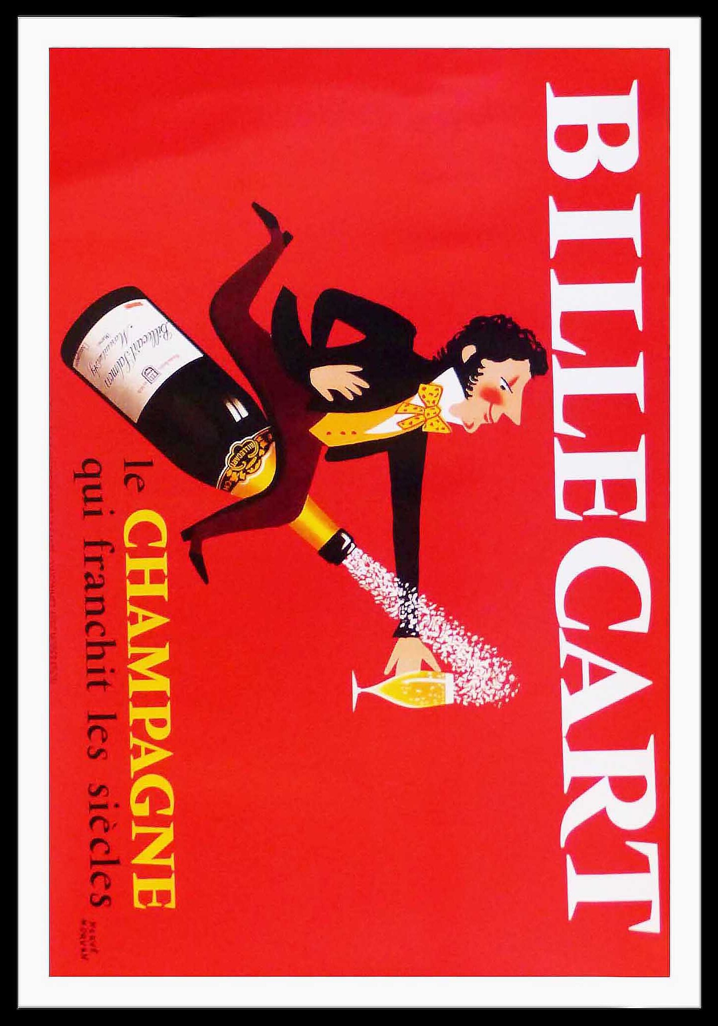 Hervé MORVAN : Champagne BILLECART, affiche ancienne originale publicitaire circa 1960