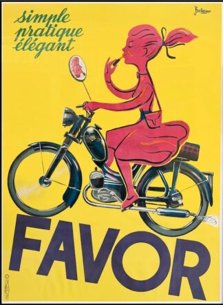 BELLENGER : FAVOR simple pratique élégant, affiche ancienne originale publicitaire 1950