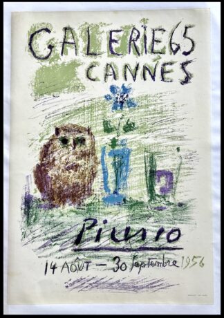 Pablo PICASSO : Galerie 65 Cannes, affiche ancienne originale exposition 1956