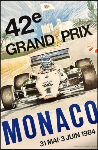 Pierre BERENGUIER : 42ème Grand Prix de MONACO, affiche originale course automobile 1984