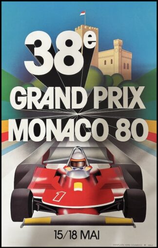 J. GROGNET : affiche originale 38ème Grand Prix Monaco 1980
