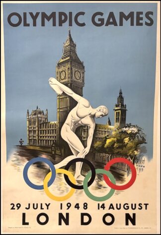 Walter HERZ : Olympic Games London, affiche ancienne originale sport 1948