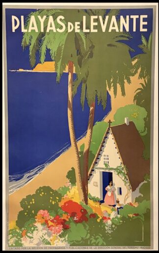 MORELL José : Playas de Levante Costa Brava, affiche ancienne originale de voyage 1940