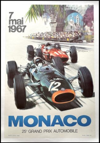 Michael TURNER : 25ème Grand Prix de MONACO 7 mai 1967, affiche originale Michael TURNER