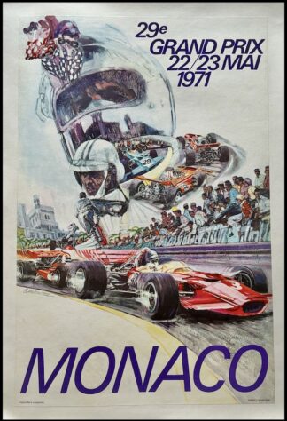 Steve CARPENTER : 29ème Grand Prix de MONACO 22-23 mai 1971, affiche originale Steve CARPENTER