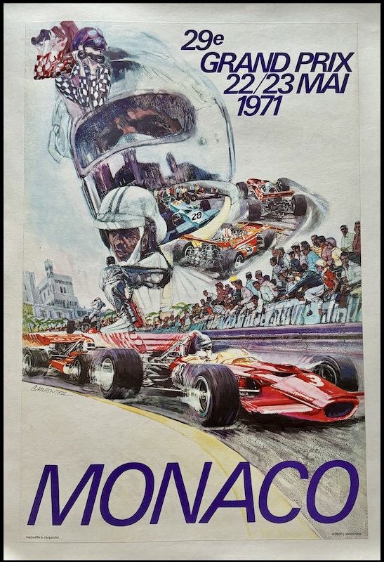 Steve CARPENTER : 29ème Grand Prix de MONACO 22-23 mai 1971, affiche originale Steve CARPENTER