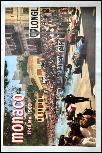 R. MAESTRI : affiche ancienne originale du Grand Prix de Monaco, 1969