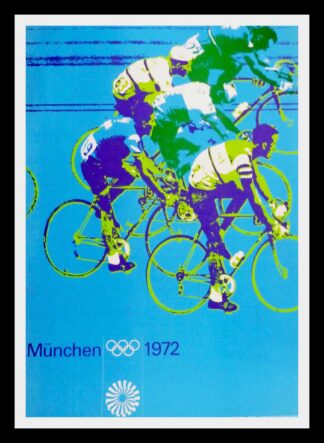 Affiche ancienne originale Jeux Olympiques Munich, vélodrome, 1972