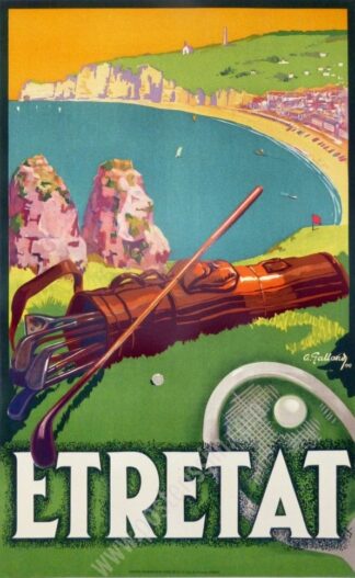 André GALLAND : ETRETAT, affiche ancienne originale de voyage 1929