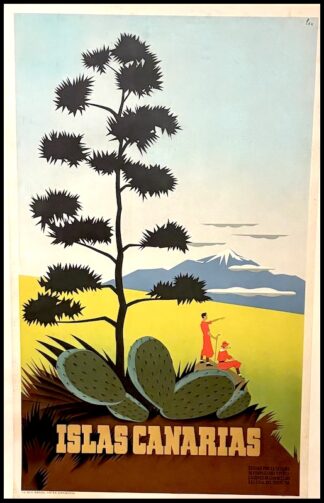 LAU : Islas Canarias, affiche ancienne originale de voyage 1954