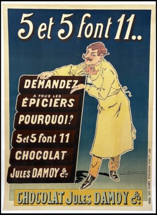 E. VAVASSEUR : Chocolat DAMOY, affiche ancienne originale publicitaire circa 1908