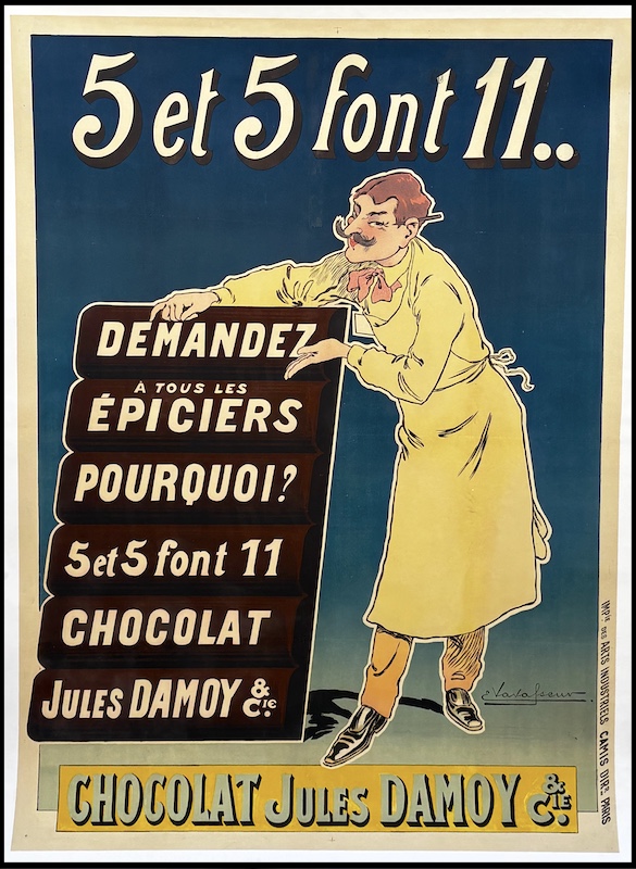 E. VAVASSEUR : Chocolat DAMOY, affiche ancienne originale publicitaire circa 1908