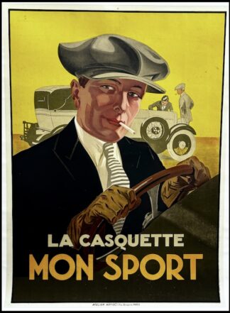Anonyme : La casquette mon sport, affiche ancienne originale publicitaire 1924