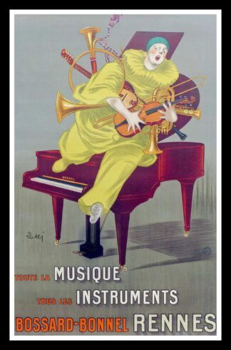 LOTTI : Toute la musique Tous les instruments BOSSARD-BONNEL Rennes, affiche ancienne originale publicitaire 1924